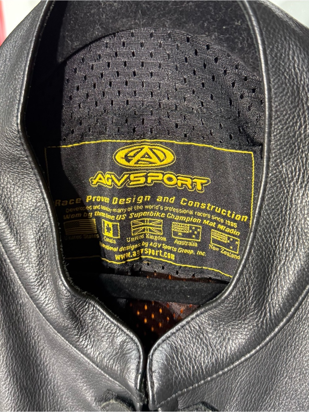vintage agv sport suzuki logo black leather motorcycle jacket 52 mens US size L - Picture 3 of 5